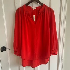 Madewell Silk Blouse, Vibrant Red, Size L